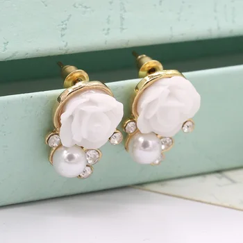 Nouvelle marque Design bijoux Design or Rose perle boucles d'oreilles-oeillet 2018 chaussures pour femmes accessoires en gros