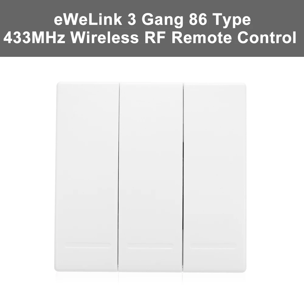 

eWeLink 1/2/3 Gang 86 Type ON/Off Switch Panel Push Button Wall Light Switch Remote Controller 433MHz Wireless RF Remote Control