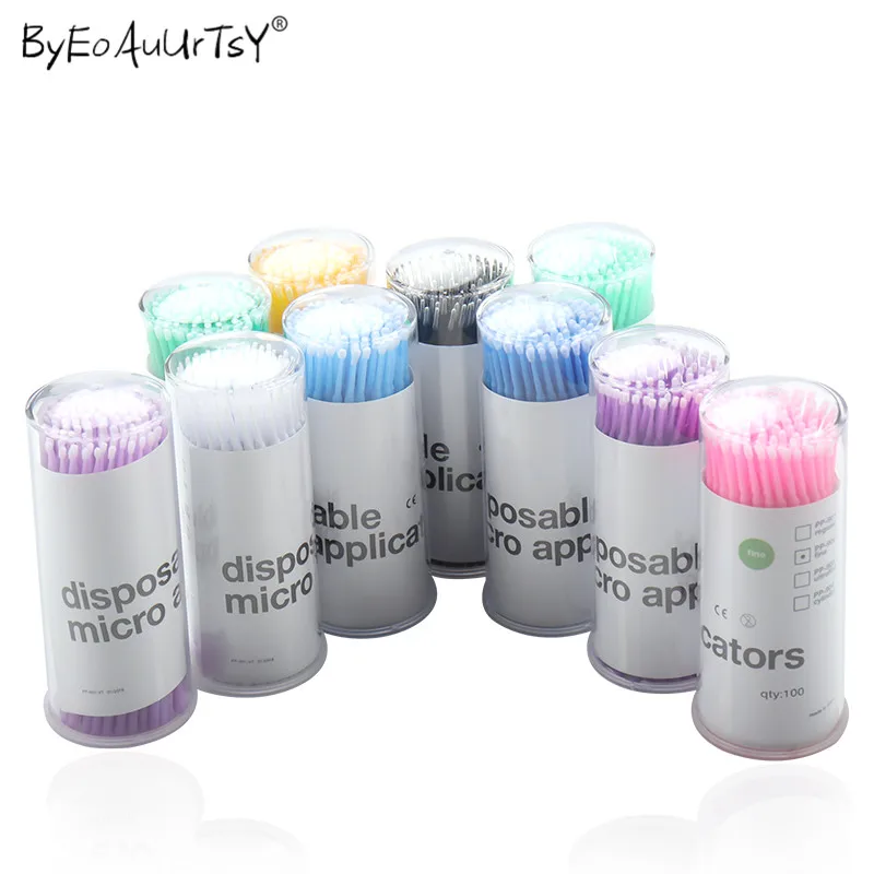 

300pcs Disposable Portable Tube Makeup Brushes Individual Lash Removing Tools Swab Micro Brushes Eyelash Extension Tools