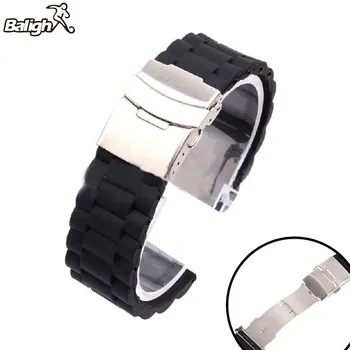 

Silicone Watchband Diver Watch Band Rubber Watch Strap with Deployment Watchband Buckle Clasp 16/18/ 20/22/ 24mm