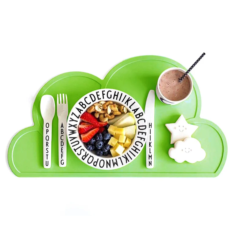 New Food Grade Silicone Cloud Shaped Plate Mat For Baby And Kids Heat