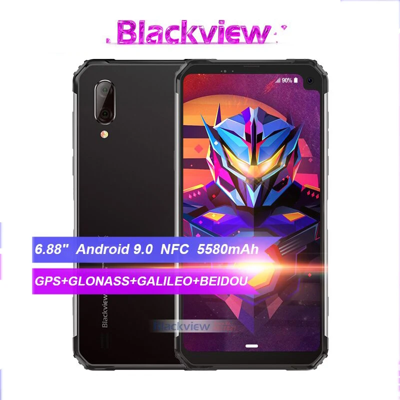 Blackview BV6100 мобильный телефон Android 9,0 смартфон NFC 3 ГБ ОЗУ 16 Гб ПЗУ мобильный телефон 6,8" полный экран 5580 мАч IP68 IP69k 5MP+ 8MP