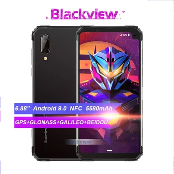 Перейти на Алиэкспресс и купить Сотовый телефон Blackview BV6100, Android 9,0, смартфон NFC 3 ГБ ОЗУ 16 Гб ПЗУ, мобильный телефон, полный экран 6,88 дюйма, 5580 мАч, IP68 IP69k, 5 Мп + 8 МП