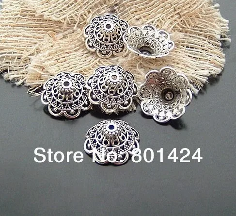 

free shipping 60pcs 66-5 tibetan metal beads caps spacer bead caps fit 14mm
