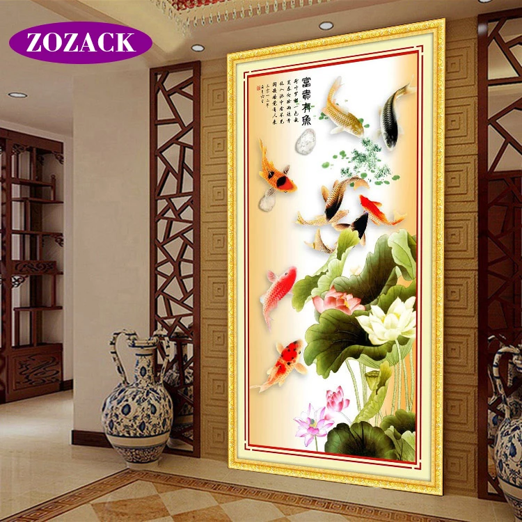 

Needlework,DIY DMC Cross stitch,Sets For Embroidery kits,Precise Printed nine fish Patterns Counted Zozack Cross-Stitching