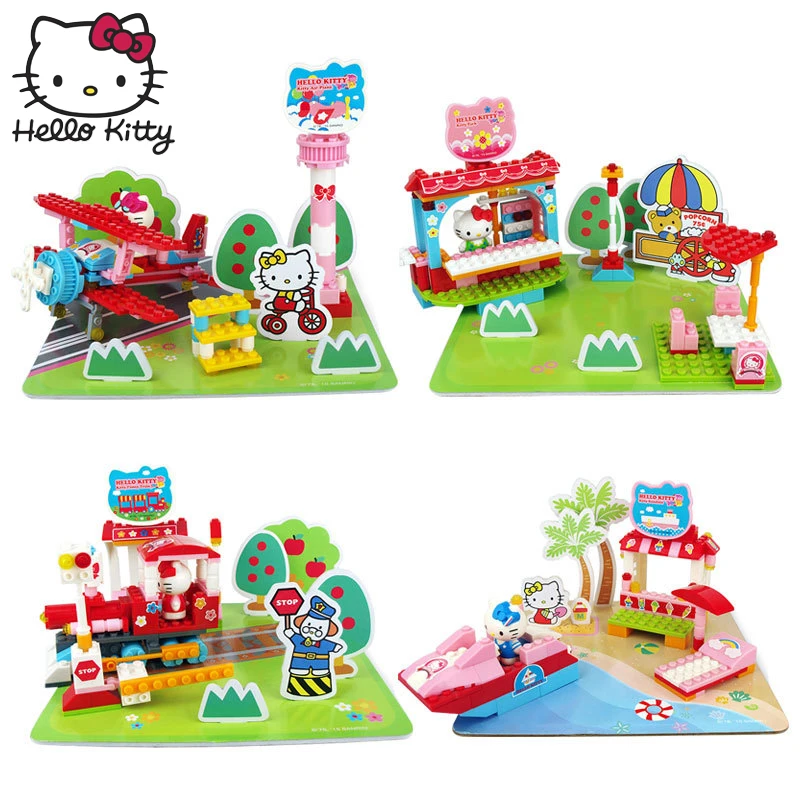

Hello Kitty Petite House Montessori Kid Toy Rainbow Colorful Building Blocks DIY Amusement Park Play House Good Friend House KT