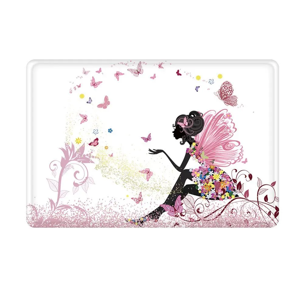 Charmhome Doormat Trendy Pink Flower Fairy Girl With Butterfly