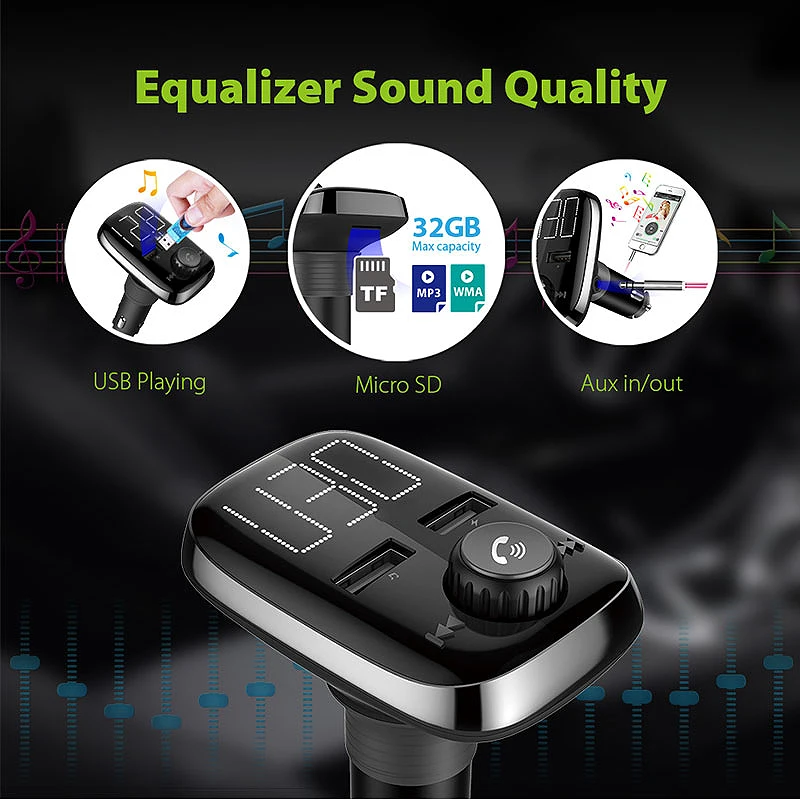 Bt74 Bluetooth автомобильный комплект fm-передатчик MP3-плеер двойной Usb порт зарядное устройство 3.4A быстрое зарядное устройство Обнаружение напряжения Sd карта плеер