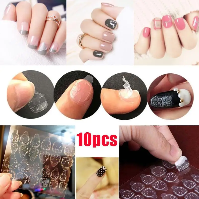 Msmask 10 Простыни/комплект Ясно Nail вкладки Double Side самоклеящиеся Наклейки накладные