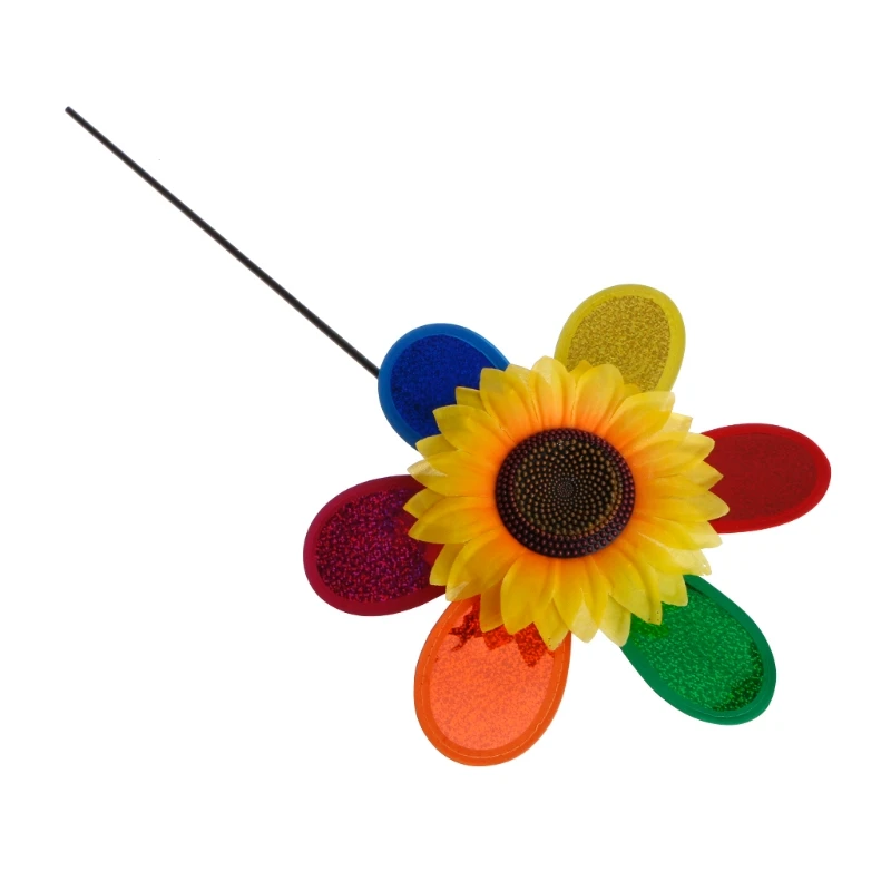 OOTDTY Colorful Sequins Sunflower Windmill Wind Spinner Home Garden Yard Decoration For windmill toys garden windmill wind spinner sunflower wind spinner
