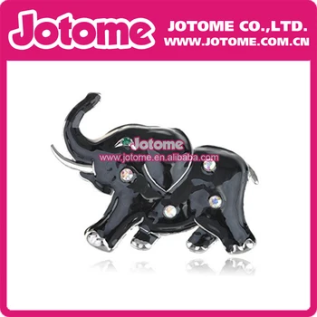 

Crystal Elephant lapel pin Brooches with black enamel elephant Animal Pins Broach Gifts