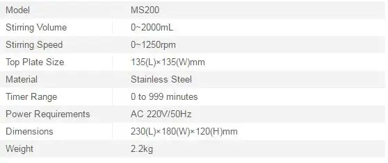 Бренд BANTE цифровой ГРМ магнитная мешалка Выбор времени перемешивания максимальная емкость перемешивания 2л нержавеющая сталь 0~ 1250 об/мин