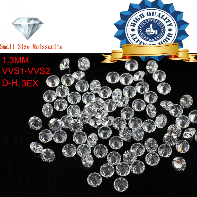 

Melee Size 5ctw 1.3mm 585pcs/Package Round Cut Moissanite Loose Stone Lab Grown Diamond 117pcs/carat Stunning Super White