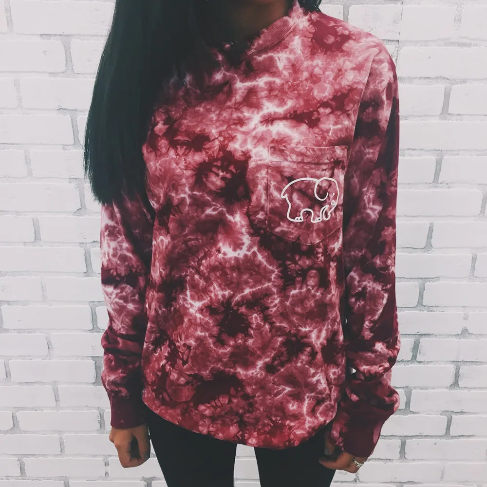 Ceny Wiosna lato kobiety T koszula z długim rękawem krawat barwnik nadruk słonia najlepsi przyjaciele koszulka Streetwear panie Blusa topy koszulkę Femme