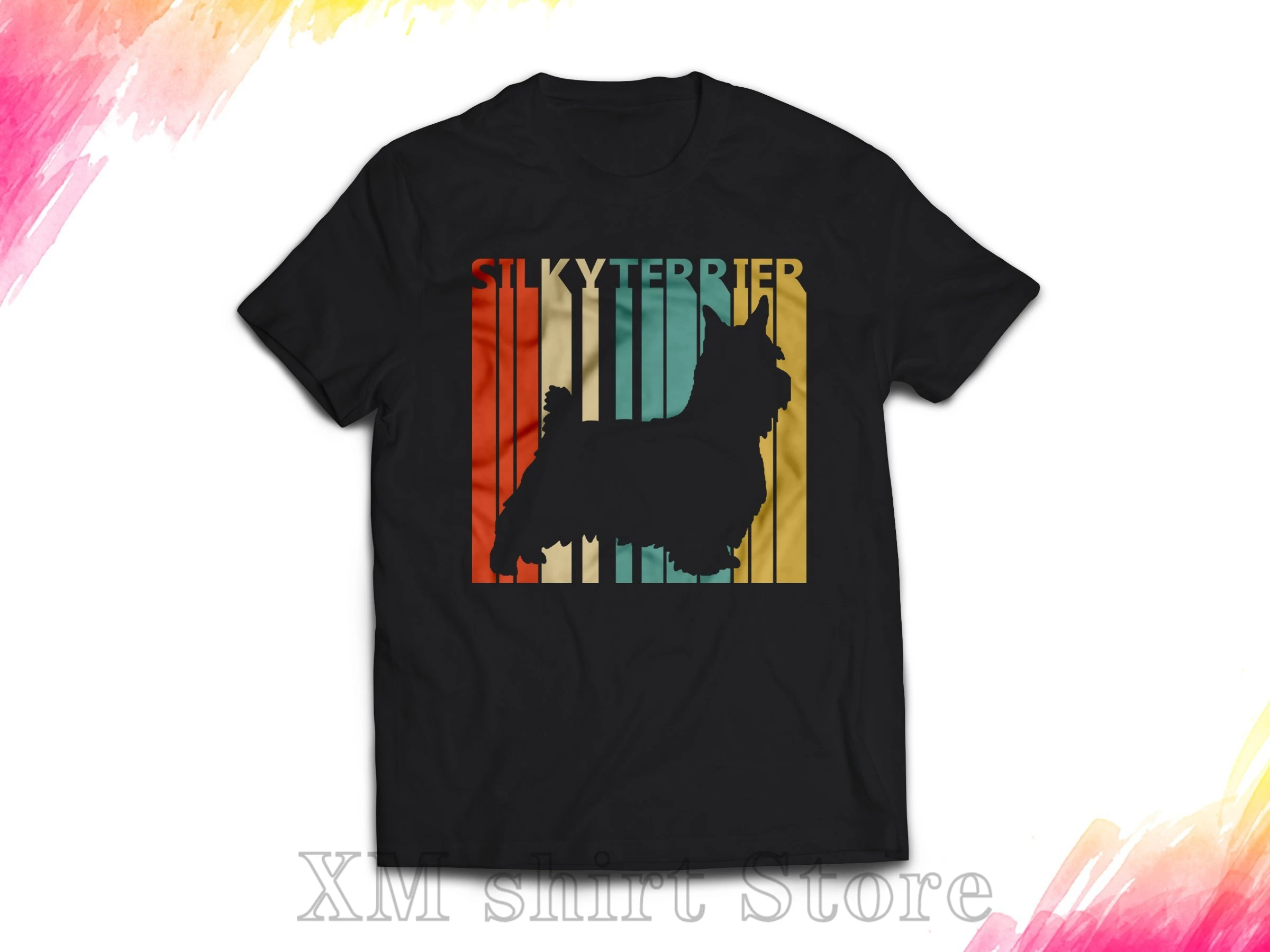 

Silky Terrier Shirt Vintage Retro Silky Terrier Dog T-shirt Men WoMen Unisex Tshirt gift #1656 100% cotton O-neck tshirts