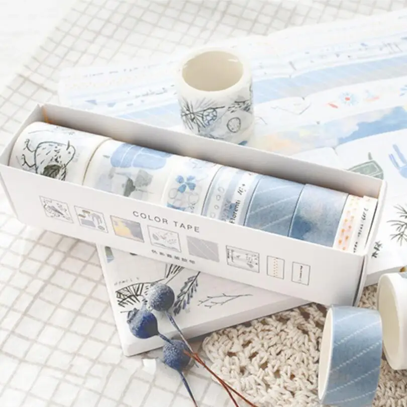 

8 x Colorful Daily life Series Washi Tape Set Adhesive Tape DIY Scrapbooking Sticker Label Masking Tape Student Stationery Gift