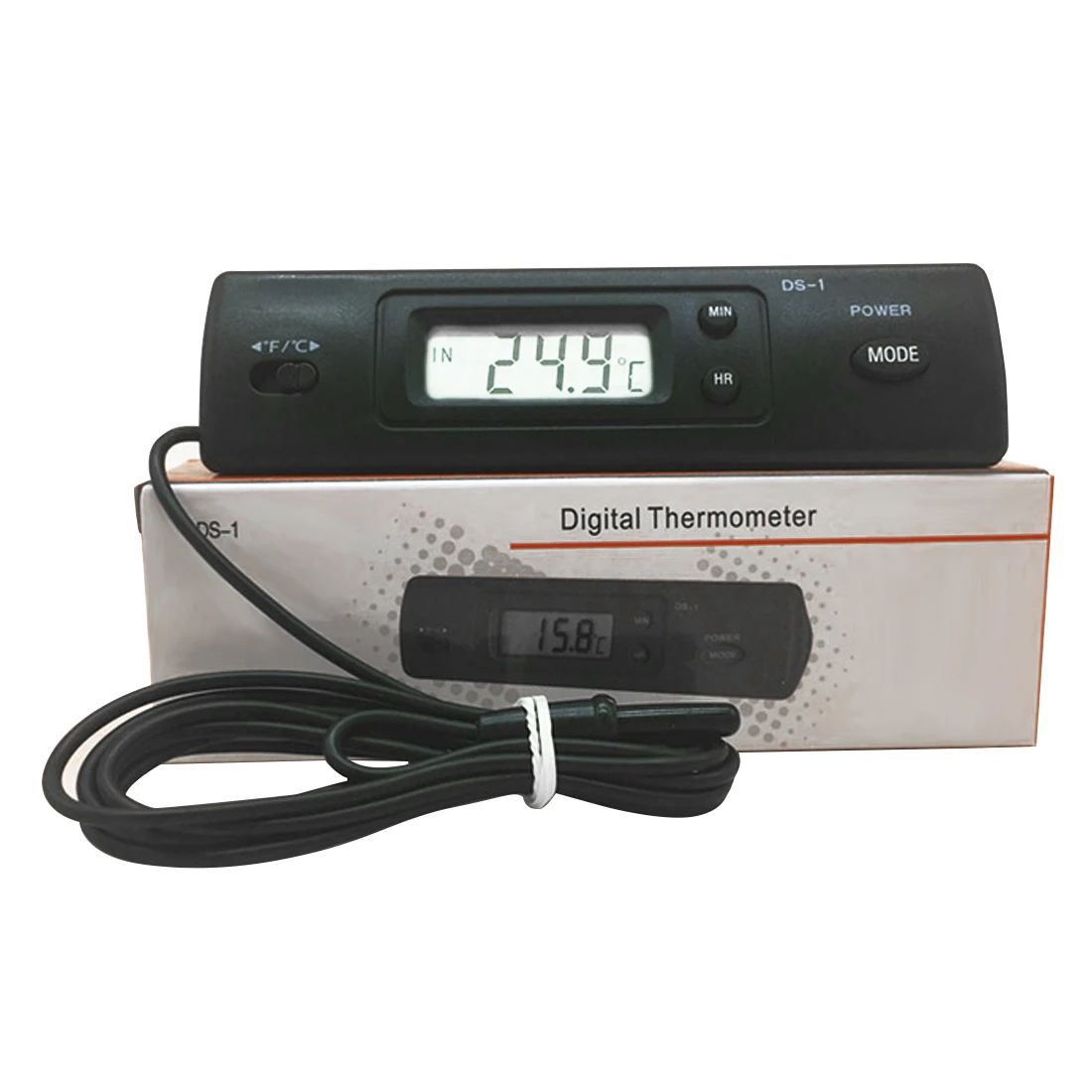 

Car Aquarium Thermometer Digital Thermometer Auto LCD Display In Out Clock