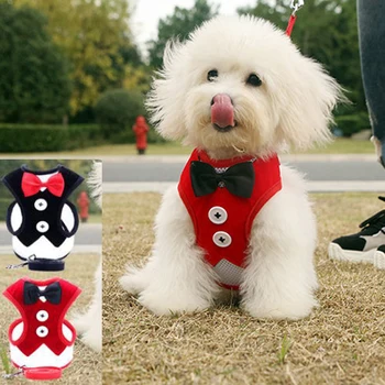 

Breathable Bowknot Mesh Vest and Leash Set Small Dog Harness Collar Pet Puppy Supplies