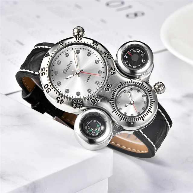 Мужские кварцевые часы с термометром и компасом