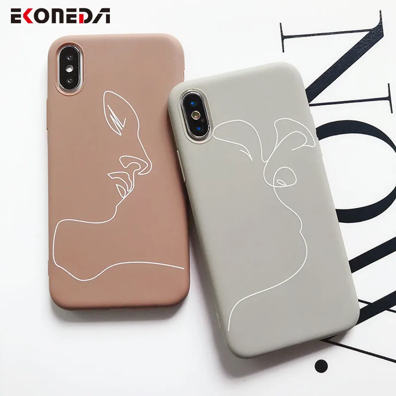 

EKONEDA Soft TPU Case For iPhone 7 Case Silicone Abstract Simple Lines Cases For iPhone 6 6S 7 8 Plus XS Max XR X Case 2019