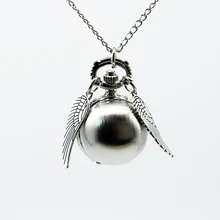 Модные серебряные милые стимпанк снитч шар кварцевые карманные часы с подвеской ожерелье цепочка для детей лучший рождественский подарок