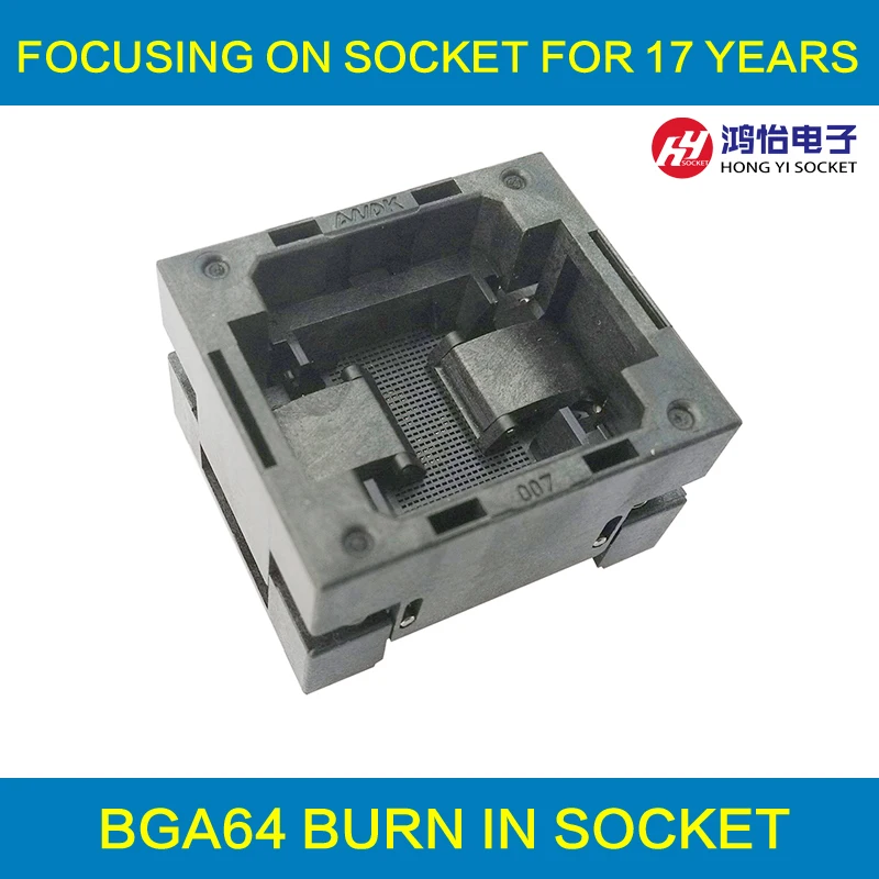 

BGA64 OPEN TOP burn in socket pitch 0.5mm IC size 5*5mm BGA64(5*5)-0.5-TP01NT BGA64 VFBGA64 burn in programmer socket