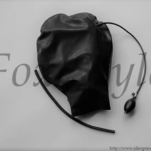 Фетиш Маска латекс капот черный цвет полное покрытие с надувной кляп средства размера плюс Лидер продаж товары для взрослых сексуальная жизнь