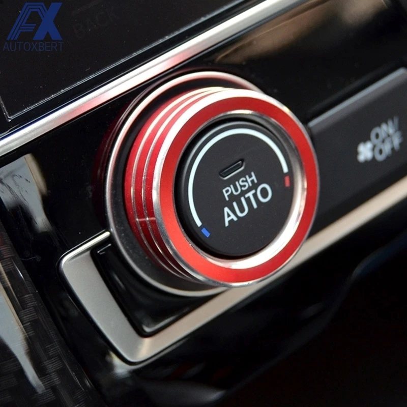 AX AC A/C Climate SYNC Knob Control Buttons Switch Red Aluminum Trim