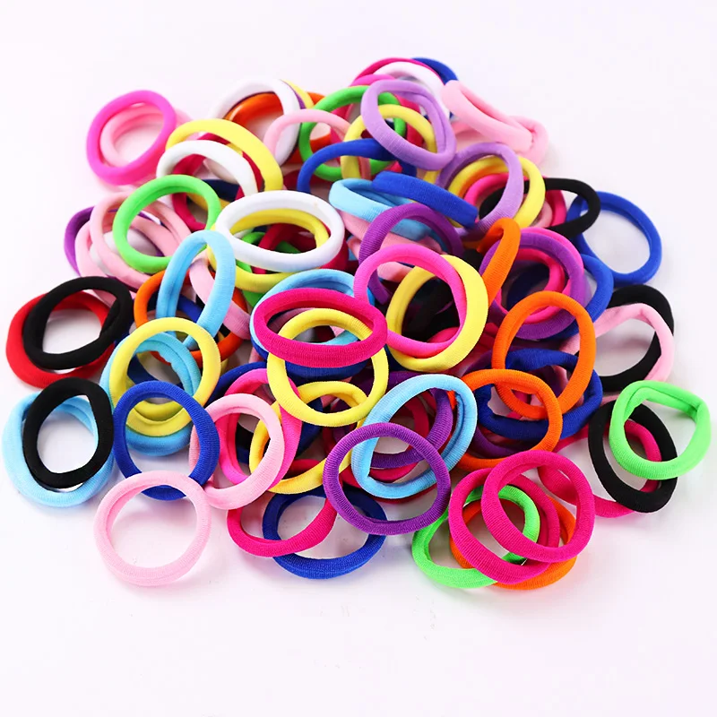 

100PCS 4CM Cotton Good Quality Mix Colors Elastic Hair Bands For Women Ponytail Holder Tie Gum Scrunchie Girls Hair Accessories