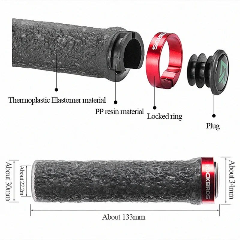 ROCKBROS MTB велосипедные ручки 95 г TPE мягкие противоударные резиновые Нескользящие ручки для велосипеда мягкие ленты аксессуары для велосипеда