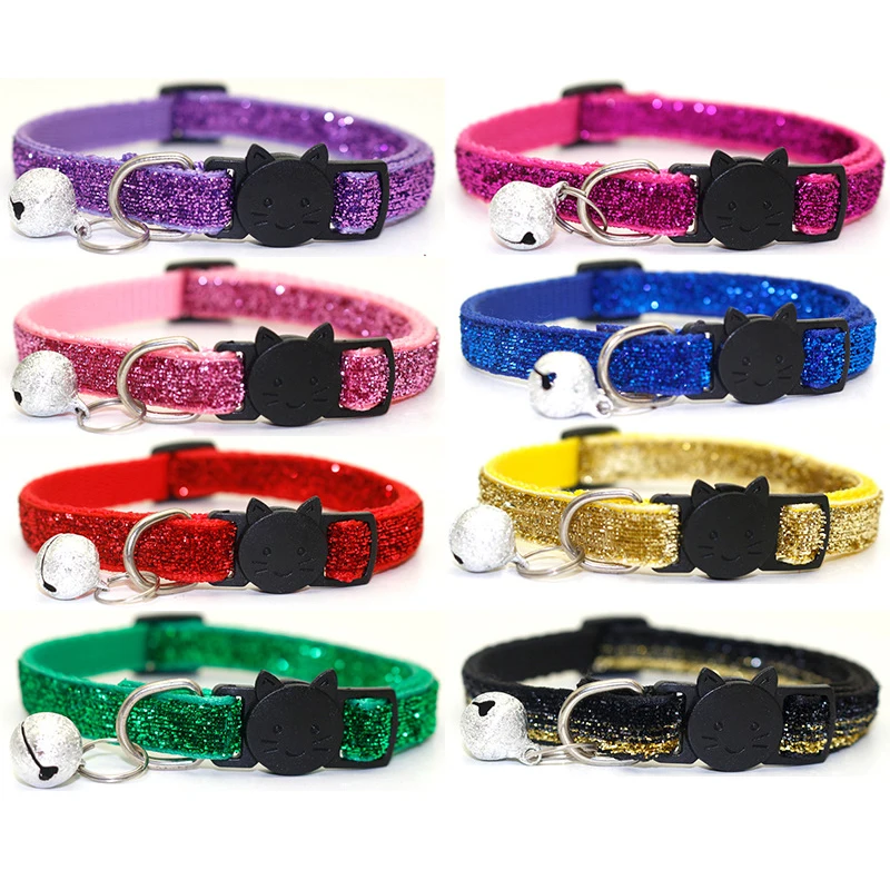 

Pet Dog Sequin Collar With Bell Breakaway Fashion Sequin Puppy Small Dog Collar Neck Strap Dog Accessories Pet Supplies