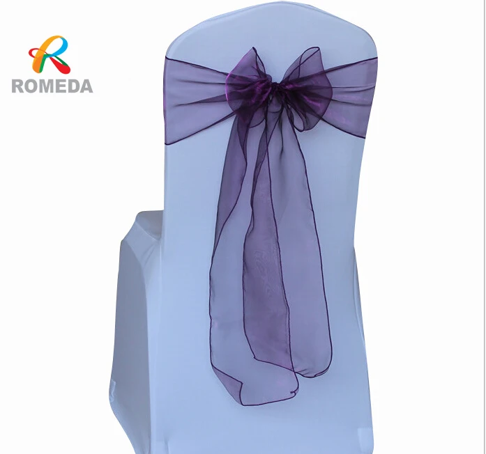 Chair Cover Sashes Organza Material 100 PCS Wedding Sash Wedding Party Decorations Bow 20 Color