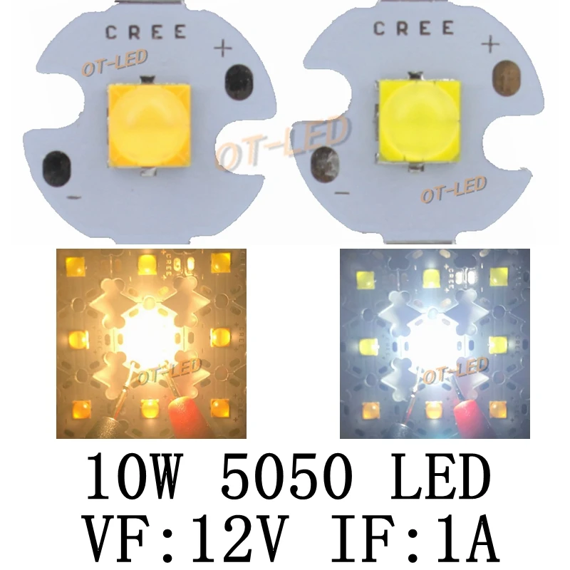 5 шт. CREE XML XM-L T6 светодиодный U2 10 Вт белый теплый белый высокой мощности светодиодный 5050 12 В излучатель диод с 12 мм 14 мм 16 мм 20 мм PCB для DIY