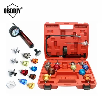 

Universal Automotive Radiator Pressure Tester Kit 14PCS full set Car Leak Detector tool Auto Cooling System Coolant Vacuum Purge