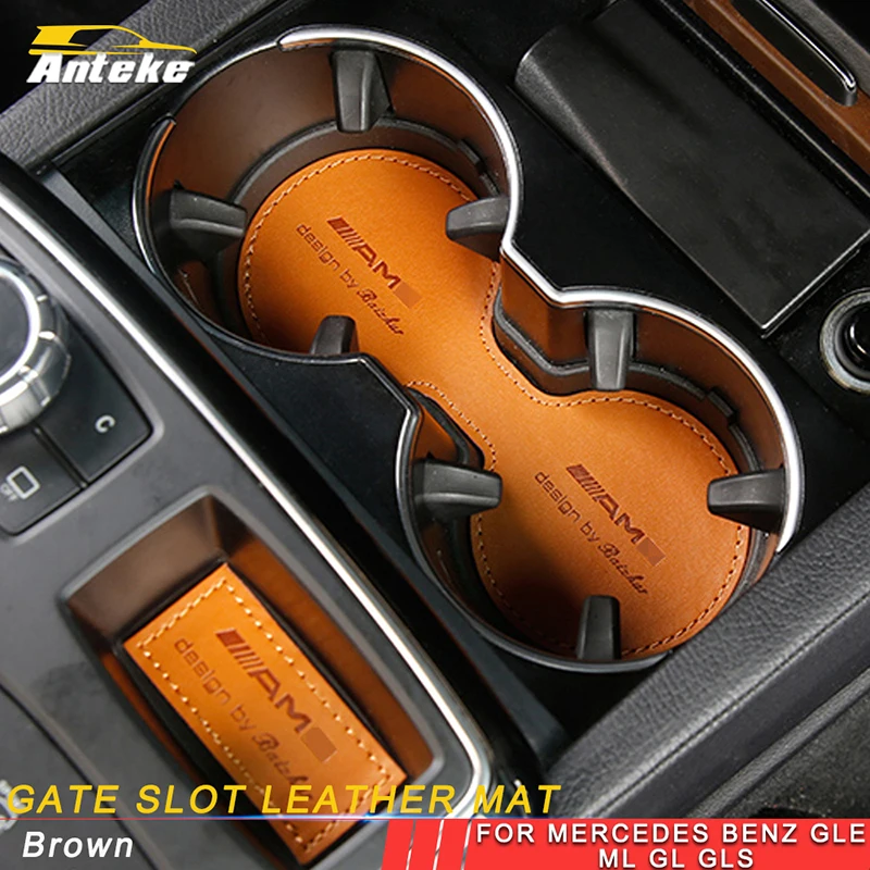 

ANTEKE For Mercedes Benz GLE Accessories Auto Car Gate Slot Mat Leather Anti Slip Mat Non-slip Mats Interior Door Pad Cup Mat