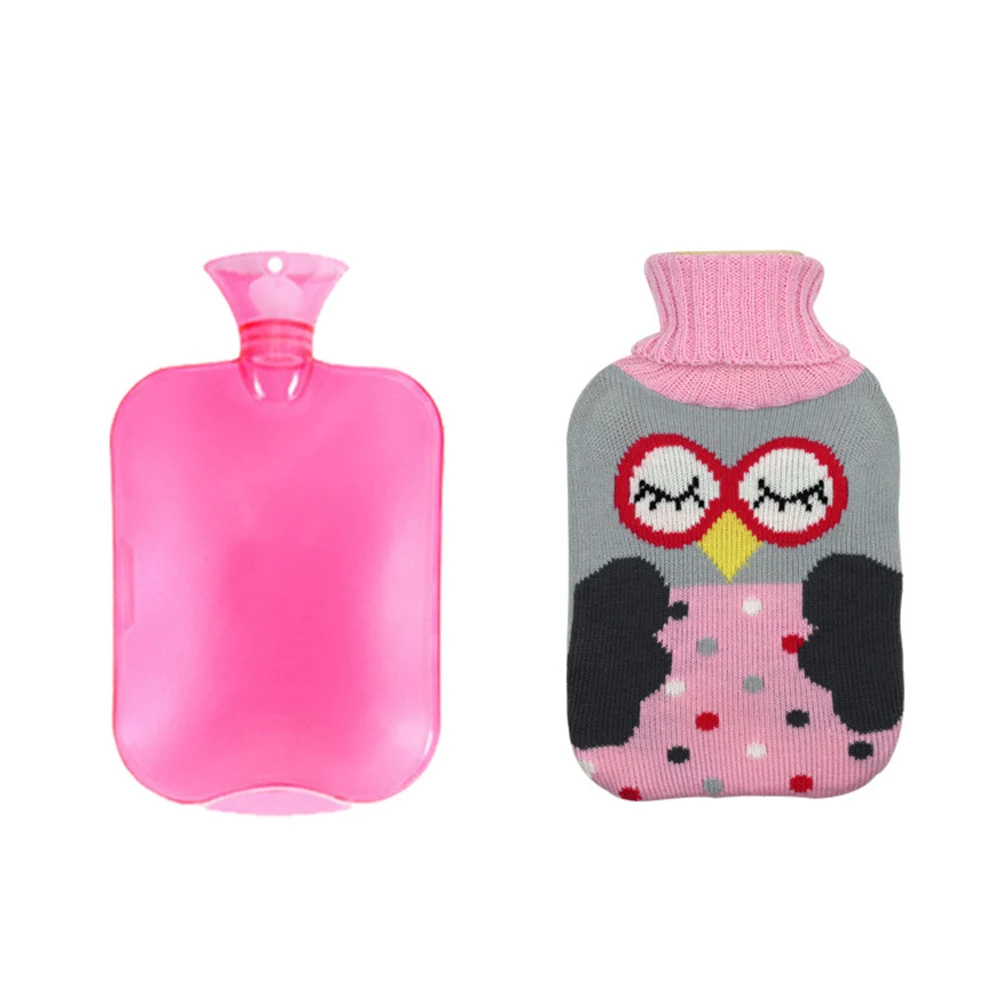 2 литра многоразовая ПВХ грелка с трикотажной крышкой для облегчения боли и тепла(розовый - Цвет: Розовый