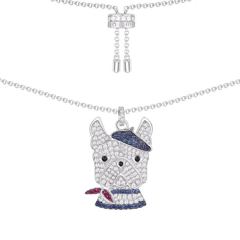 

ZOZIRI Brand 925 Sterling Silver cute blue cz Doggy necklaces cute animal Women Monaco Jewelry october LOVE 80s Collection