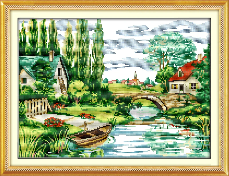 

Country view cross stitch kit 18ct 14ct 11ct count printed canvas stitching embroidery DIY handmade needlework