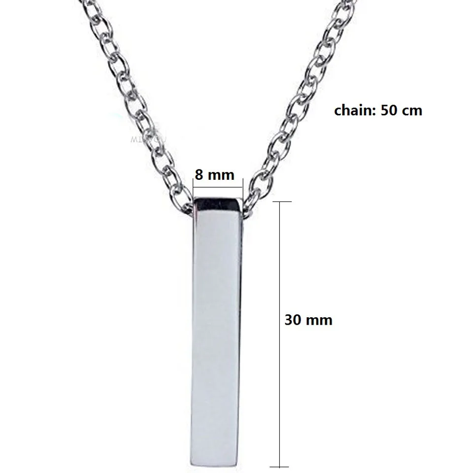

Stainless Steel Vertical Cuboid Bar Container Urn Memorial Pendant Necklace Memorial Ash Keepsake Cremation Jewelry