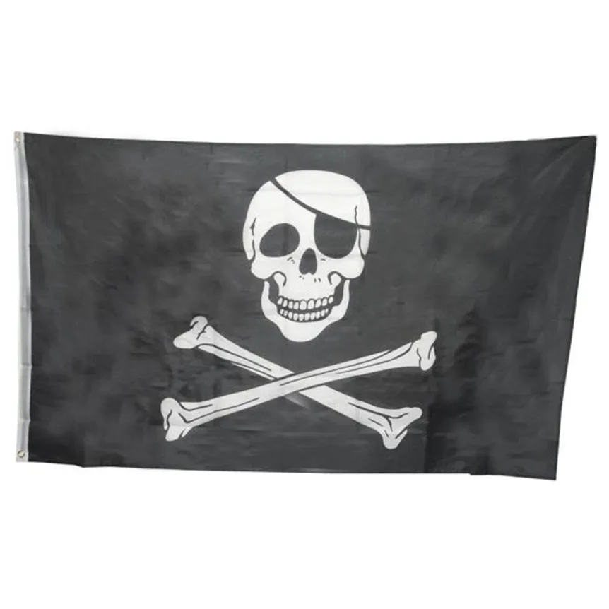 

Huge Halloween Skull Crossbones Pirate Flags Grommets Home Party Decoration Drop Shipping