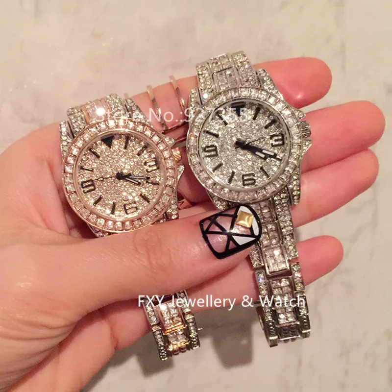 Koop Hot Sales Ovale Horloges Vrouwen Vol Strass Horloge Dame Diamant Steen Jurk Horloge Rvs Crystal Armband Horloges