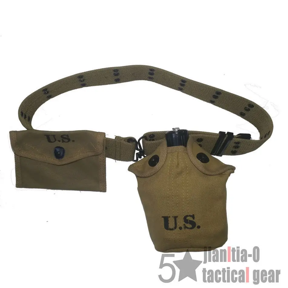 

COMBINATION WW2 WWII US ARMY SOLDIER EQUIPMENT CANTEEN FIRST AID POUCH 3 EYES BELT - World military Store