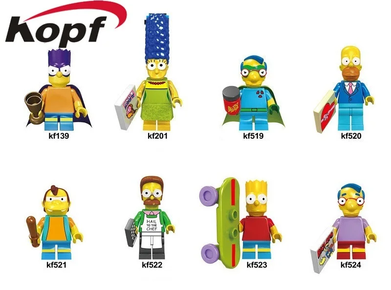 

KF6039 Building Blocks Cartoon Movie Figures Homer Nelson Pronton Bart Milhouse Action Bricks Doll Gift For Children Toys