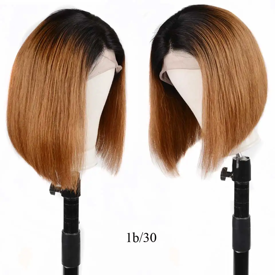 

13x6 Ombre Lace Front Human Hair Wigs Straight Lace Front Wig 1B/30 Remy Short Bob Brazilian Lace Frontal Wigs For Black Women