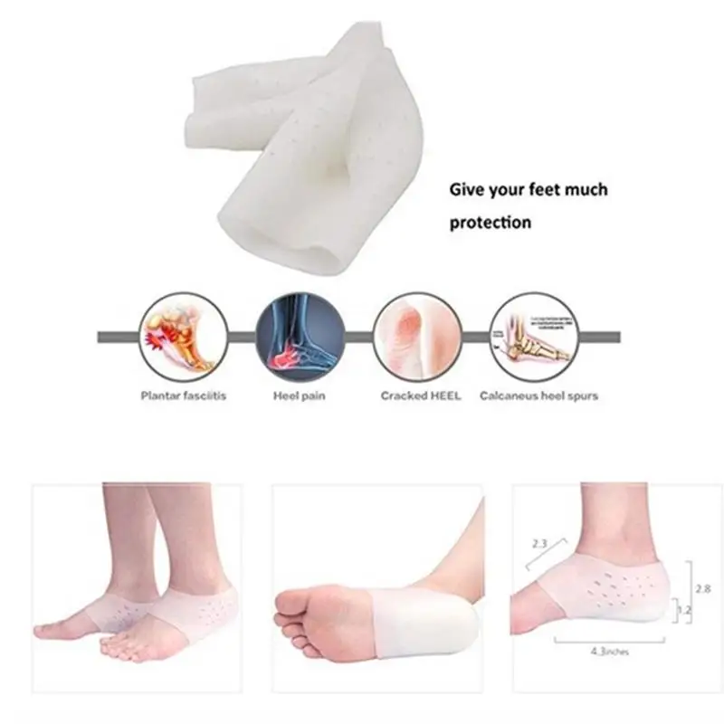 

2cm Increase Height Silicone Gel Pads In Socks Protect Heel Lift Foot Care Insole Invisible Shoes Plantar Fasciitis Pad