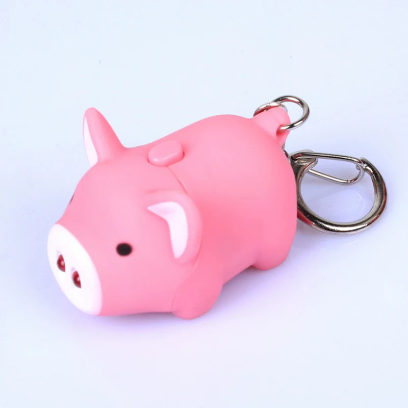 Nuevo inrrabc Hot 3 colores lindo divertido cerdo Led Llaveros linterna sonido creativo niños juguetes luz Llaveros joyería Llaveros