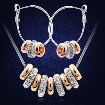 

Gold Color Drop Earrings and Pendant Necklace Jewelry Sets Austria Crystal Fashion Brand Jewelry Party Gifts