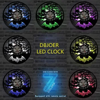 

Batman Wall Clock Vinyl Record Clock Artistic Hanging LED Wall Clock Black