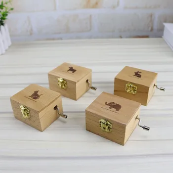 

Cartoon Animal DIY Wooden Hand Crank Music Box Wedding Birthday Gifts Home Decor Old Musical Notes Style Music Box For Kids Toys