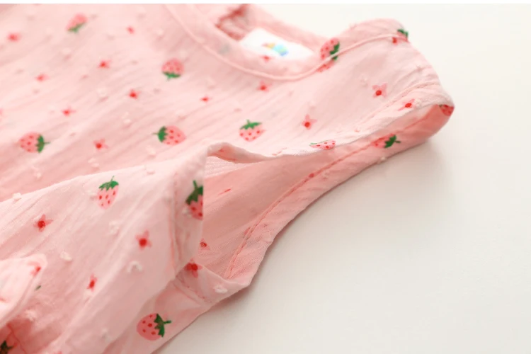 2018 Summer New Fashion Sleeveless Fruit Print Yellow Pink Blue Princess Bow Kids Girls Female Children Dresses (14)